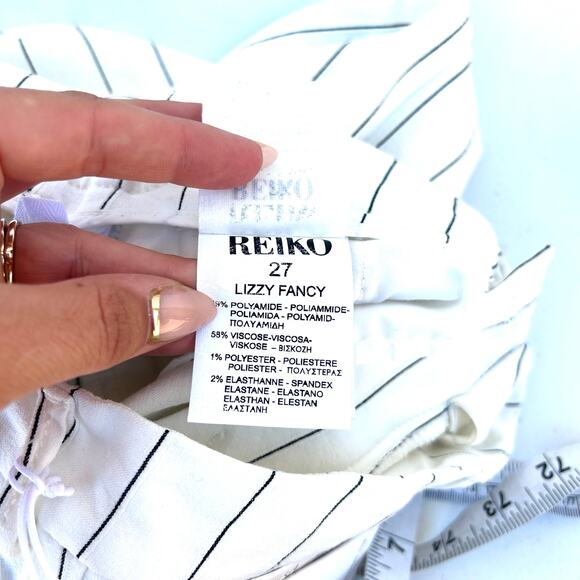 New Anthropologie Reiko Cigarette Fit Lizzy Fancy Pants White Striped 27 - Picture 5 of 11